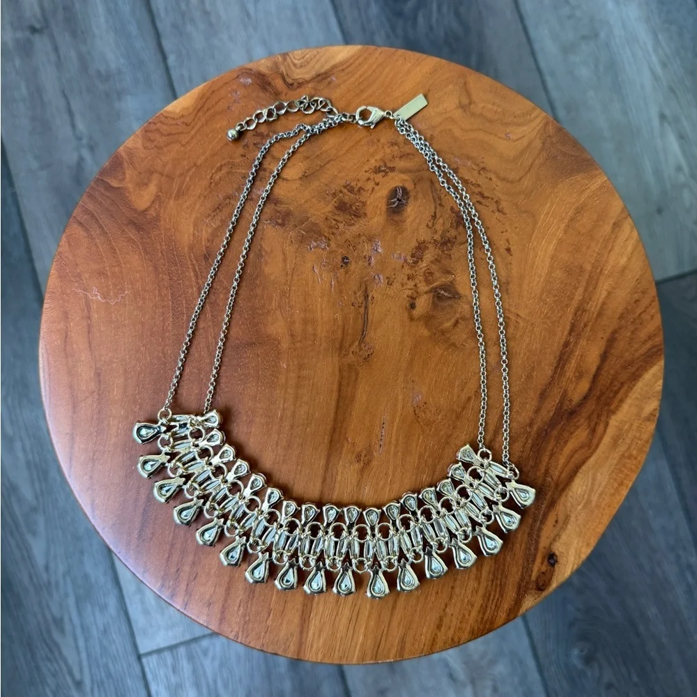 Pink and Gold Bib Statement Necklace - Picture 11 of 11